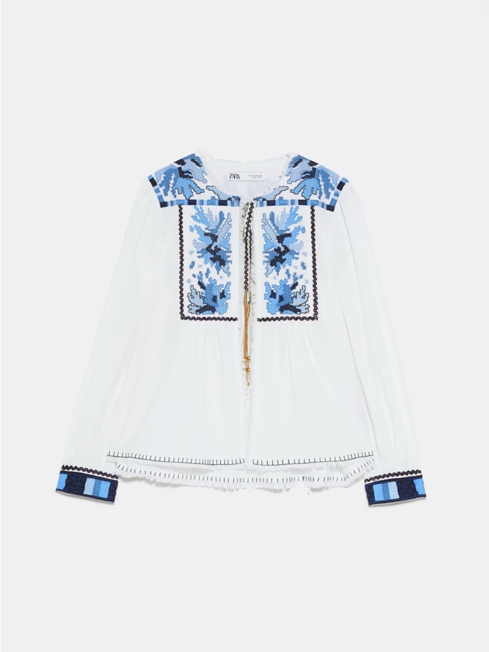 ZARA Floral Embroidery Blouse NWOT